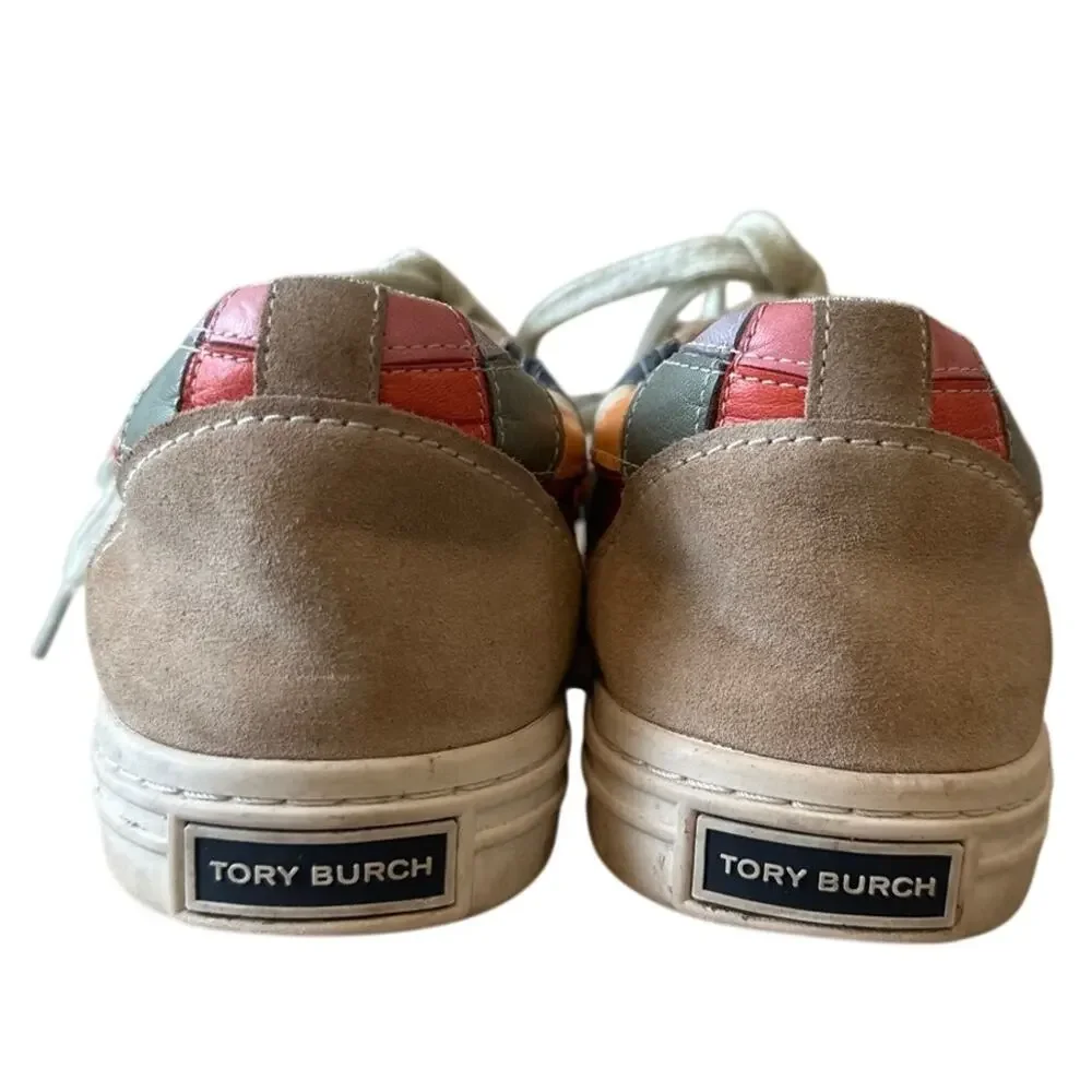 Tory Burch Patchwork Sneakers Rainbow Leather Court‎ Shoes 7